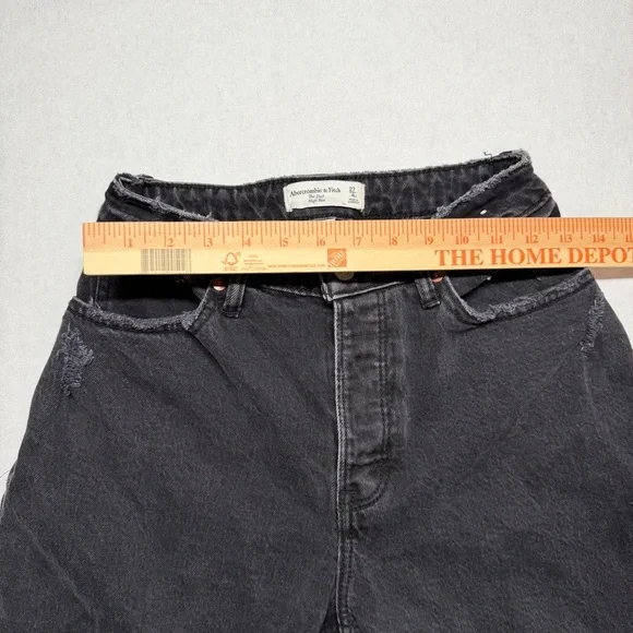 Abercrombie & Fitch Dad High Rise Curve Love Jeans Women’s 27/4S Black Straight - Picture 10 of 11